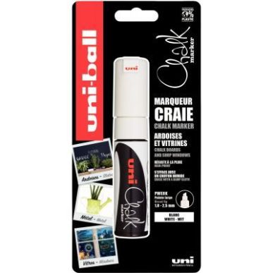 Achetez Blister de 1 marqueur craie Chalk pointe biseautée blanc PWE8KX1 PF BL POSCA UNIBALL pas ch..