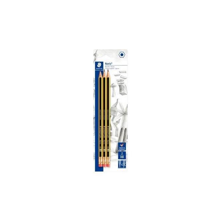 Blister de 3 crayons graphite Noris HB gomme 122-2BK3DA NORIS STAEDTLER