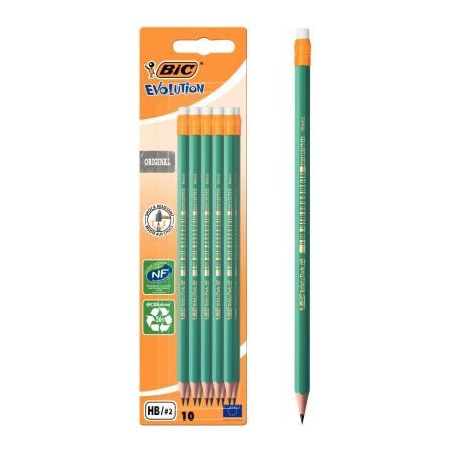 Achetez Blister de 10 crayons graphite HB Évolution HB gomme 512027 BIC pas cher sur Ma Rentrée Sc..