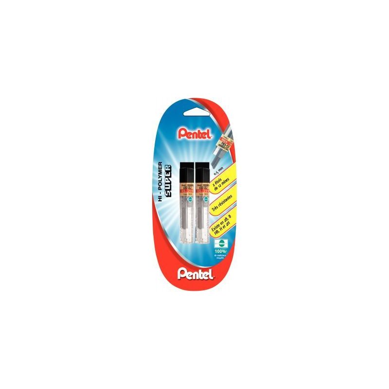 Achetez Blister de 2 étuis de 12 mines Hi-Polymer 0,5mm 2H 212088 PENTEL pas cher sur Ma Rentrée S..