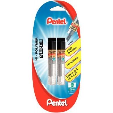Achetez Blister de 2 étuis de 12 mines Hi-Polymer 0,5mm 2H 212088 PENTEL pas cher sur Ma Rentrée S..