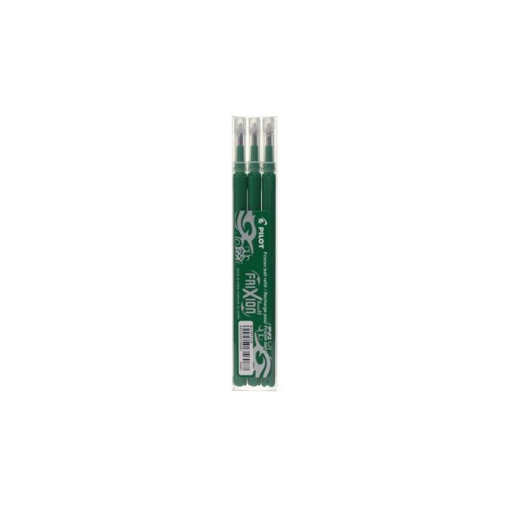 PILOT Set de 3 recharges pour roller FriXion Ball. Pointe moyenne 0,7 mm. Encre Vert