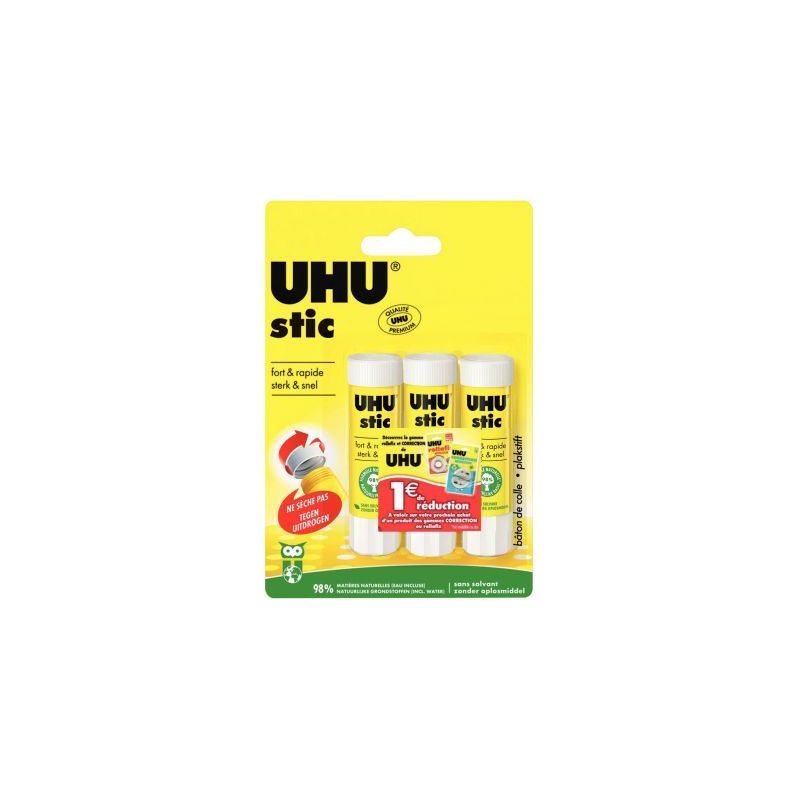 Achetez Blister de 3 bâtons de colles 8,2g Uhu stick 41275/4026700412758 UHU pas cher sur Ma Rentrî. Achetez Blister de 3 bâtons de colles 8,2g Uhu stick 41275/4026700412758 UHU pas cher sur Ma Rentrî.