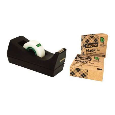 Achetez Pack dévidoir C38 NOIR en plastique recyclé + 3 rouleaux d'adhésifs invisibles Scotch Mag..