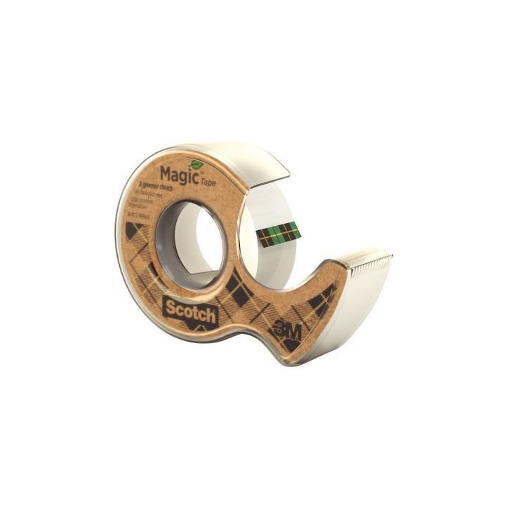 Dévidoir transparent en plastique 100% recyclé avec rouleau Scotch Magic 19 mm x 20 m L2413 SCOTCH 3M