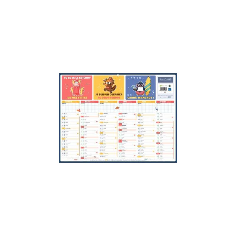 Achetez Calendrier semestriel 6 mois sur chaque face 32 x 42 cm PAPREGLESDEVIE BOUCHUT GRANDREMY pas..