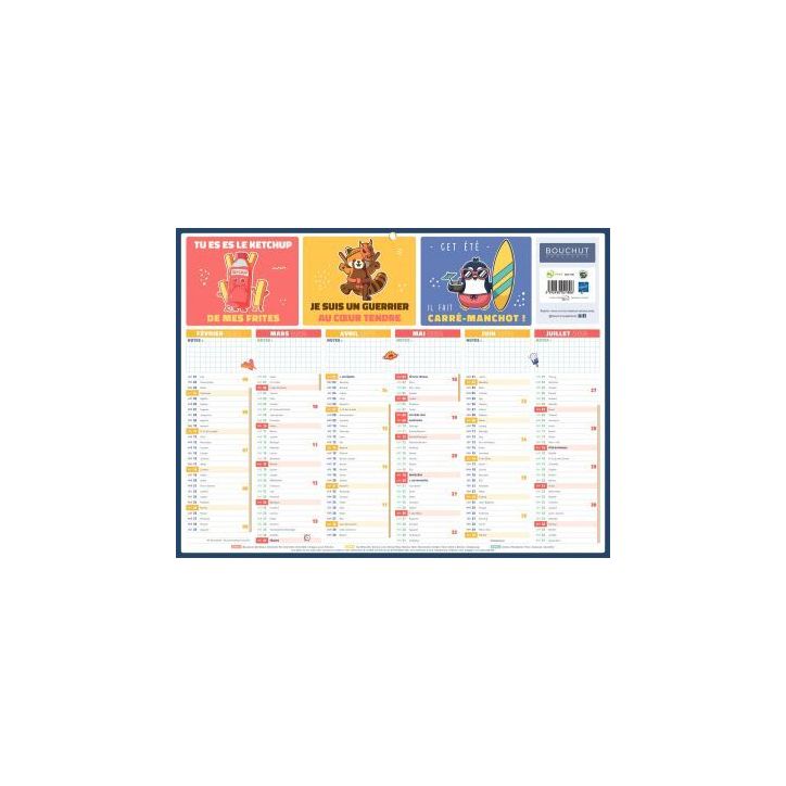 Calendrier semestriel 6 mois sur chaque face 32 x 42 cm PAPREGLESDEVIE BOUCHUT GRANDREMY