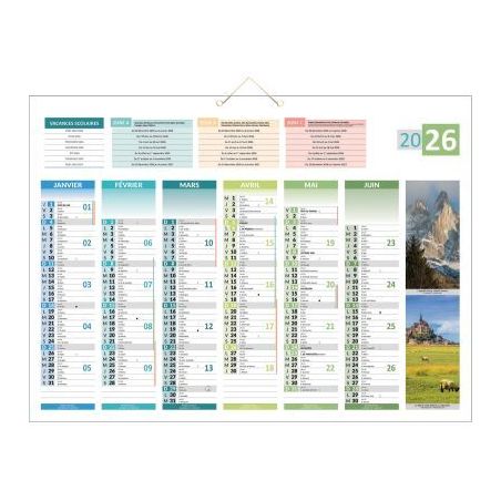 Achetez Calendrier semestriel 6 mois par face 4 saisons 40,5x55cm PAPSAISONS BOUCHUT GRANDREMY pas c..