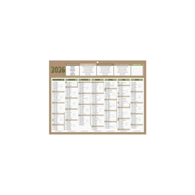 Achetez Calendrier Natura médium 32x42cm PAPNATURAMED BOUCHUT GRANDREMY pas cher sur Ma Rentrée Sc..