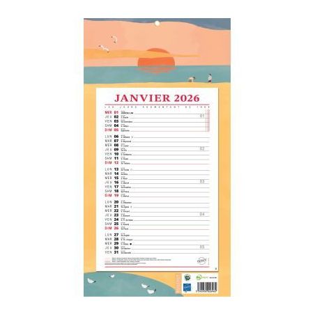 Achetez Calendrier mensuel 12 feuilles 36x19cm exotique PAP409O BOUCHUT GRANDREMY pas cher sur Ma Re..