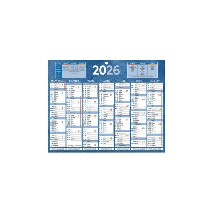 Calendrier semestriel 7 mois par face 21x26,5cm bleu PAP215B