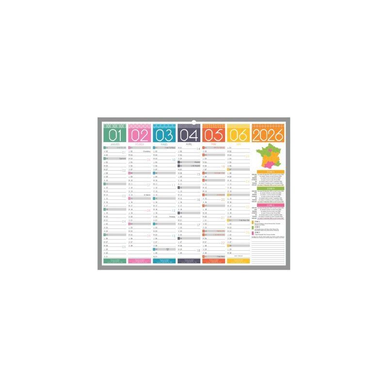 Achetez Calendrier semestriel 6 mois par face Tendance 21x26,5cm PAPTENDANCEMINI BOUCHUT GRANDREMY p..