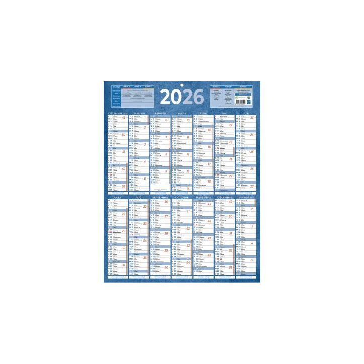 Calendrier annuel 14 mois 55x43cm bleu PAP229B BOUCHUT GRANDREMY