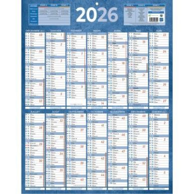 Achetez Calendrier annuel 14 mois 55x43cm bleu PAP229B BOUCHUT GRANDREMY pas cher sur Ma Rentrée Sc..