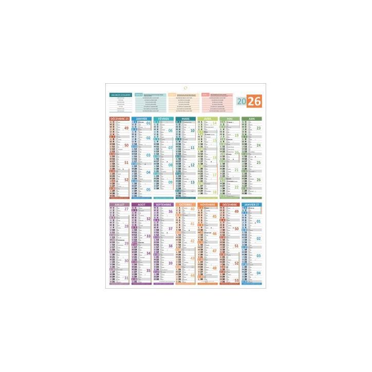 Calendrier 14mois Carte de France 55x43cm PAPCARTEFRANCE BOUCHUT GRANDREMY