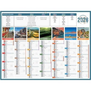 Achetez Calendrier semestriel 7 mois par face Planète 32x42cm PAPPLANETEMED BOUCHUT GRANDREMY pas c..