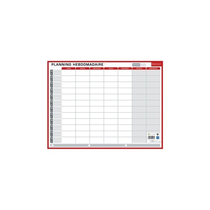 Planning rigide hebdomadaire et annuel 32x42cm PAPPLANREMBEFFMED BOUCHUT GRANDREMY