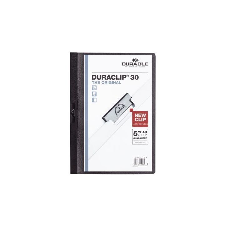 Chemise de présentation à clip Duraclip Format A4 dos 3 mm  noir 2200-01 DURACLIP DURABLE