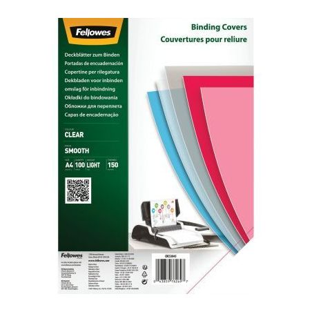 Achetez Paquet de 100 couvertures PET lisse incolore épaisseur 15/100ème format A4 5384501 FELLOWE..