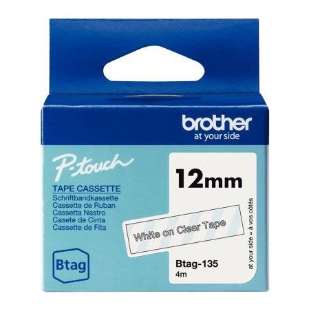 Achetez Recharge Brother BTAG blanc sur transparent 12 mm BRSPRBTAG135 BROTHER pas cher sur Ma Rentr..