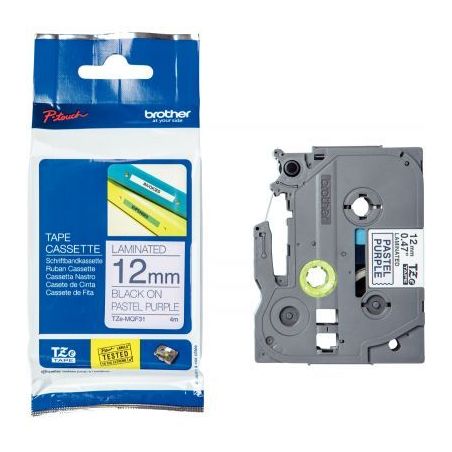 Achetez Recharge Brother TZe noir sur violet pastel 12mm TZEMQF31 BROTHER pas cher sur Ma Rentrée S..
