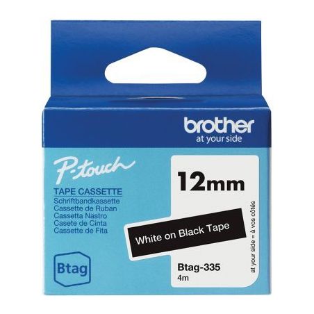 Achetez Recharge Brother BTAG blanc sur noir 12 mm BRSPRBTAG335 BROTHER pas cher sur Ma Rentrée Sco..