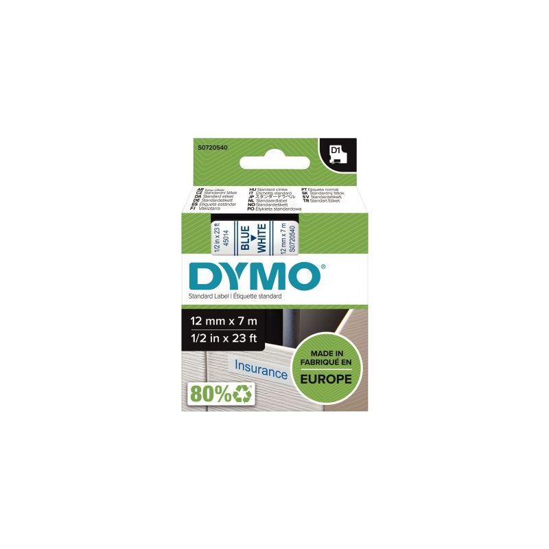 Achetez DYMO Ruban D1 Bleu/Blanc 12MMX7M pour 1000/1000+/2000/3500/4500/5000/5515 pas cher sur Ma Re.. Achetez DYMO Ruban D1 Bleu/Blanc 12MMX7M pour 1000/1000+/2000/3500/4500/5000/5515 pas cher sur Ma Re..