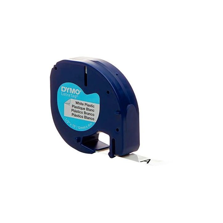 DYMO Ruban LetraTag Noir/Blanc plastique 12 mm x 4 m S0721610