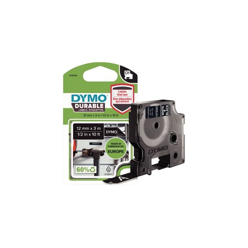 Achetez Recharge DYMO D1 12 mm x 3 m impression blanc support noir 1978365 DYMO pas cher sur Ma Rent..