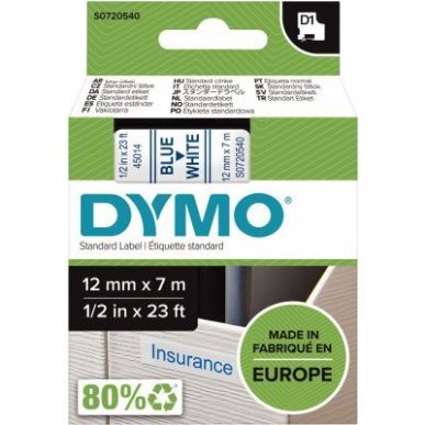 Achetez DYMO Ruban D1 Bleu/Blanc 12MMX7M pour 1000/1000+/2000/3500/4500/5000/5515 pas cher sur Ma Re..