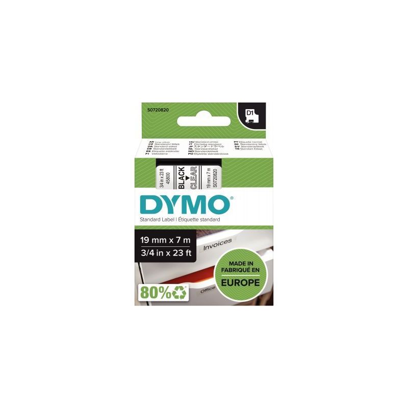 Achetez Recharge DYMO D1 19 mm x 7 m noir et transparent 19 mm S0720820 DYMO pas cher sur Ma Rentré..