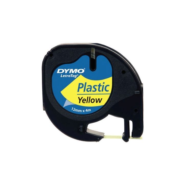 DYMO Ruban LETRATAG Noir/plastique Jaune 12mmx4m S0721620