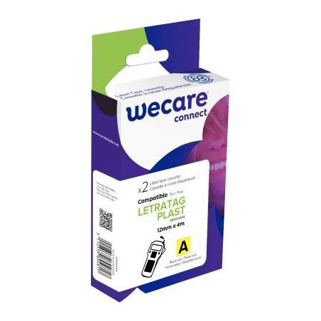 Achetez Pack de 2 letratag plastique noir sur jaune 12 x 4 m compatible K80004W4 WECARE ARMOR pas ch..