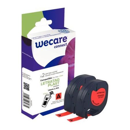 Achetez Pack de 2 letratag plastique noir sur rouge 12 mm x 4 m compatible K80058W4 WECARE ARMOR pas..