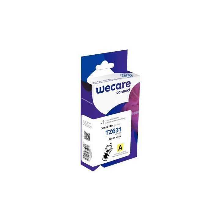 Ruban TZE 631 noir sur jaune 12 mm x 8 m compatible K80010W4 WECARE ARMOR