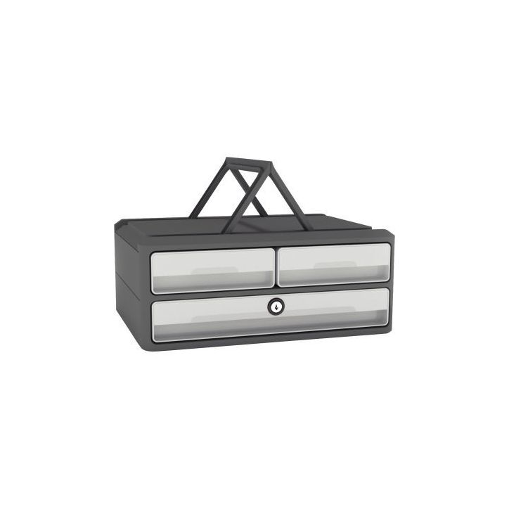 Module 3 tiroirs Moovup secure gris foncé / gris clair + 2 clés 1091216361 CEP