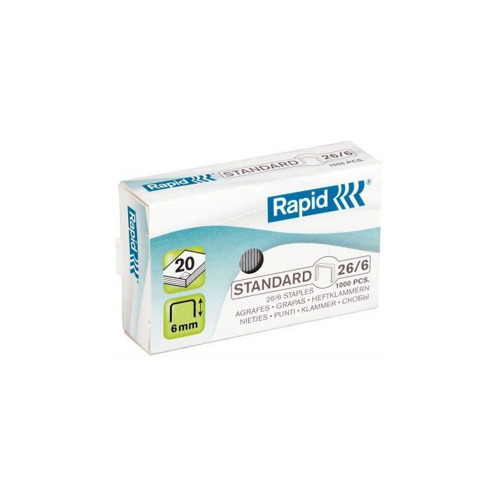 RAPID Agrafes Nº26/6 galvanisées en boîte de 1000
