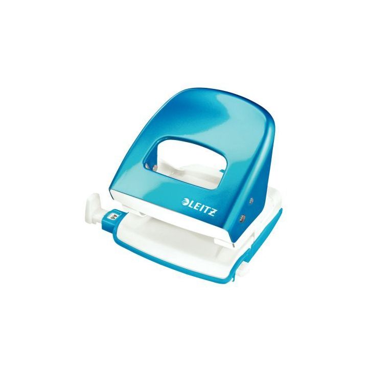 LEITZ Perforateur Bleu azur métallisé, 30feuilles, réglette à  clic. Effort réduit de 60% livré en Boîte