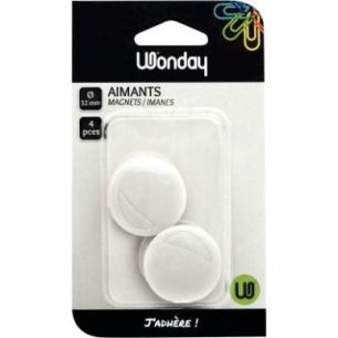 Achetez Blister 4 aimants 30 mm ronds blanc pas cher sur Ma Rentrée Scolaire