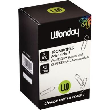 Achetez Boîte de 100 trombones 30 mm bout chevron nickelé FTB300073 pas cher sur Ma Rentrée Scola..