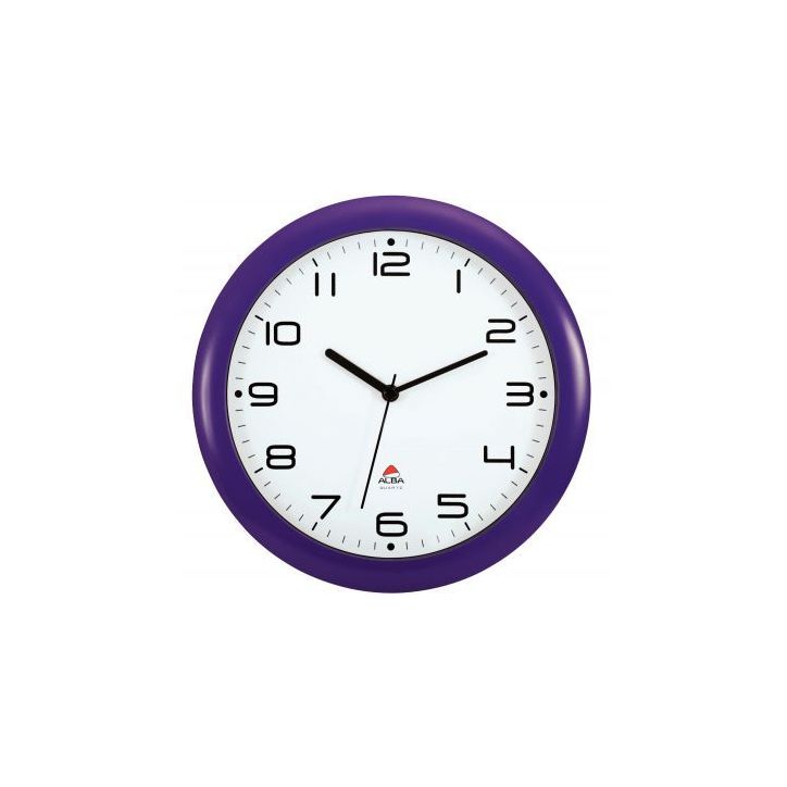 ALBA Horloge murale Hornew silencieuse Prune, pile AA non fournie - Diamètre 30 cm