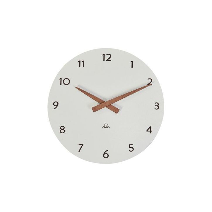 Horloge diamètre 30cm Milena blanc et bois HORMILENA BC ALBA