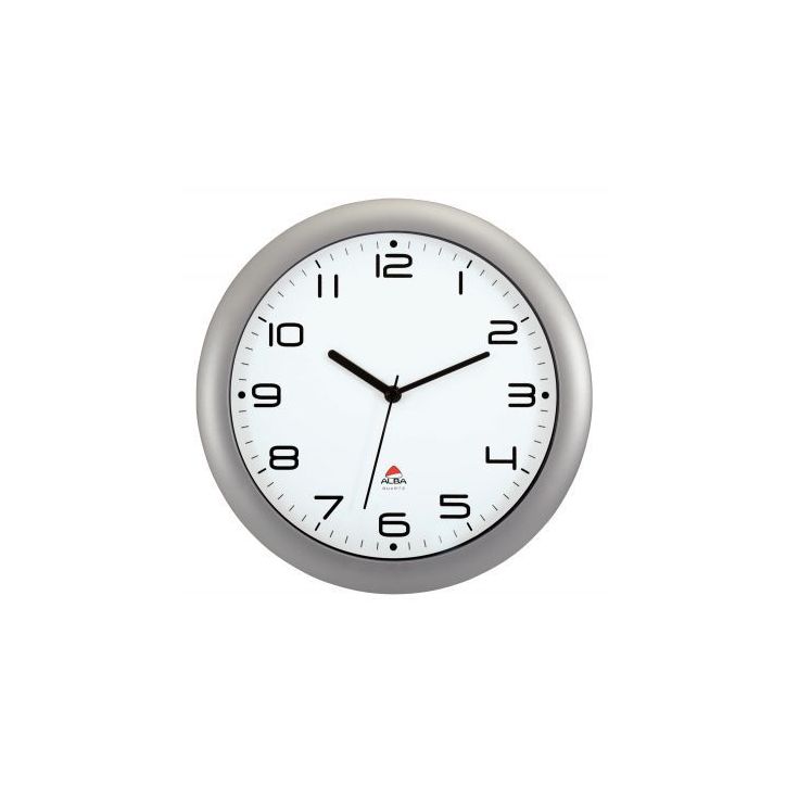 ALBA Horloge murale Hornew silencieuse métal Gris, pile AA non fournie - Diamètre 30 cm