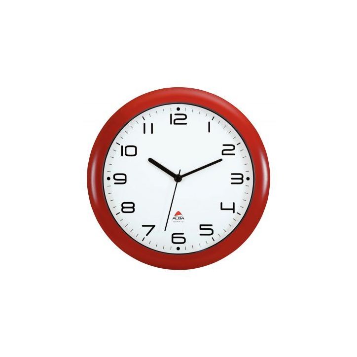 ALBA Horloge murale Hornew sielncieuse mouvement quartz à  pile 1AA non fournie - D30 cm, P4,08 cm rouge