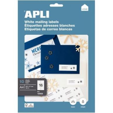 Achetez Pochette de 160 étiquettes coins droits multi-usages blanc 105x37mm 12922 APLI pas cher sur..