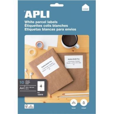 Achetez Pochette de 40 étiquettes coins droits multi-usages blanc 105x148mm 12919 APLI pas cher sur..