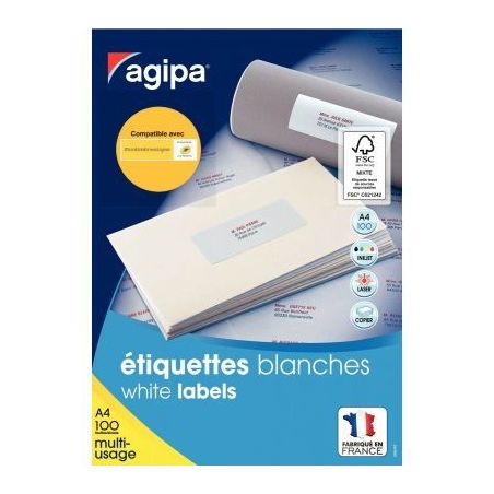 Achetez Boîte de 1400 étiquettes multi-usages blanches 99,1x38,1mm 118986 AGIPA pas cher sur Ma Re..