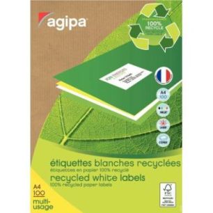 Achetez Boîte de 2400 étiquettes multi-usages blanches recyclées 70x35mm 000101186 AGIPA pas cher..