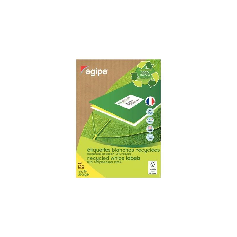 Achetez Boîte de 2400 étiquettes multi-usages blanches recyclées 70x35mm 000101186 AGIPA pas cher..
