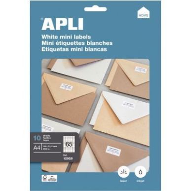 Achetez Pochette de 650 étiquettes coins droits multi-usages blanc 38x21,2mm 12926 APLI pas cher su..
